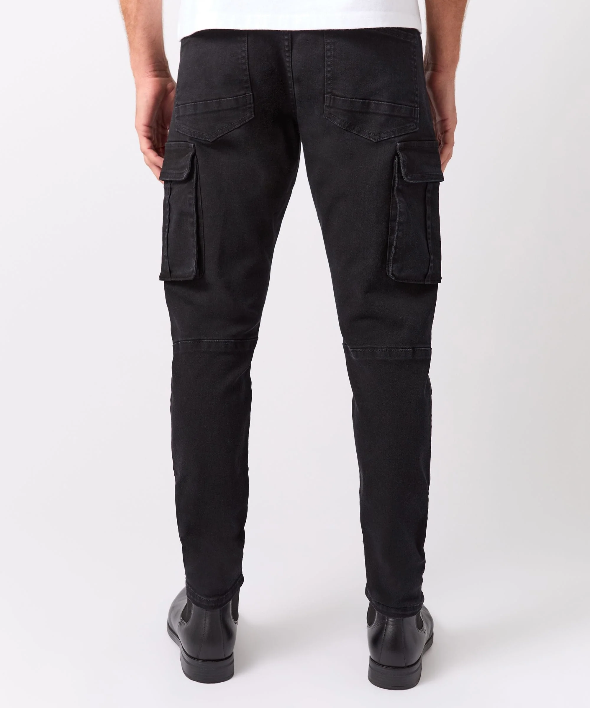 Cargo Fit Denim Pants - Black - Image 6