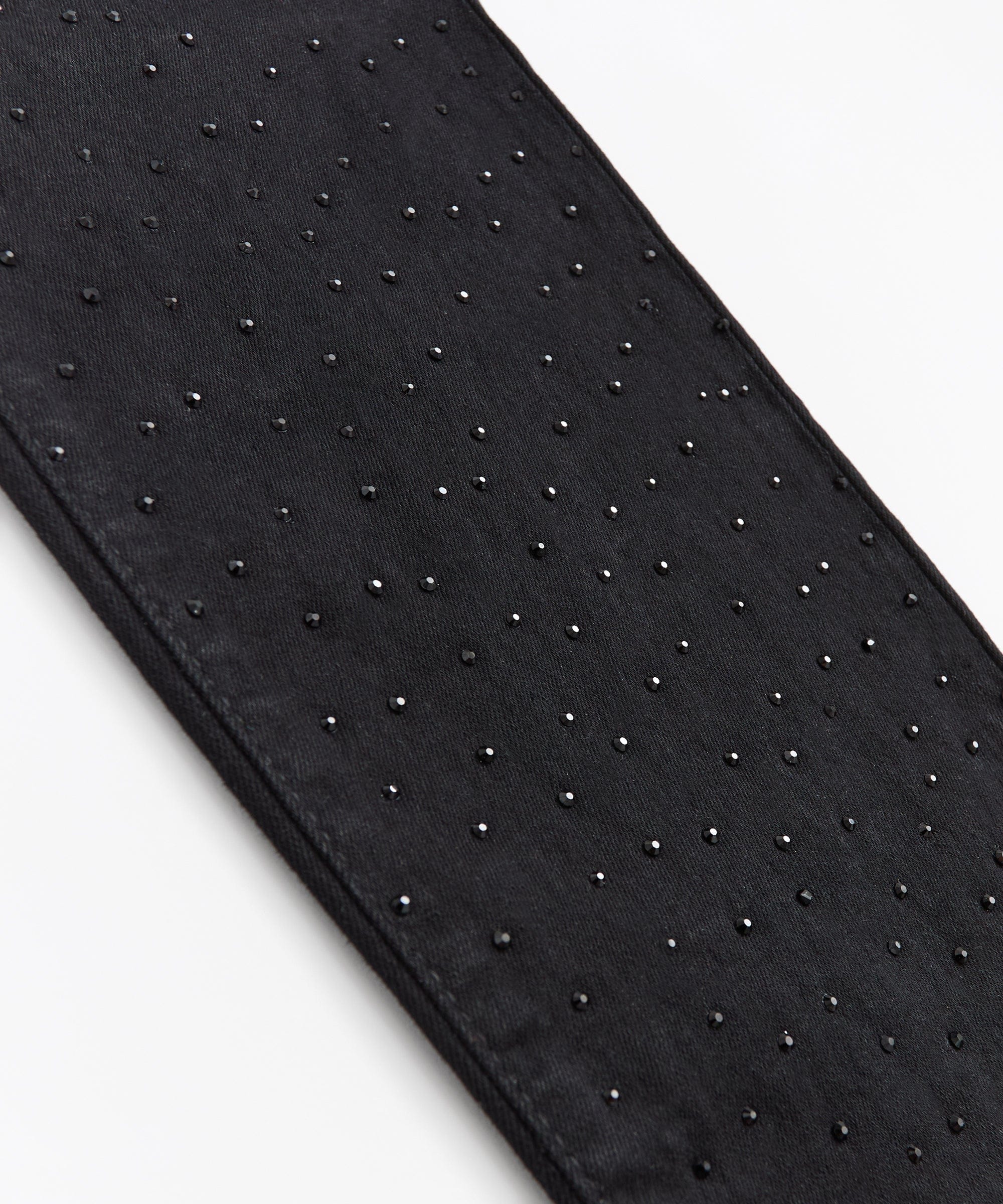 Rhinestone Denim Jeans - Black - Image 2