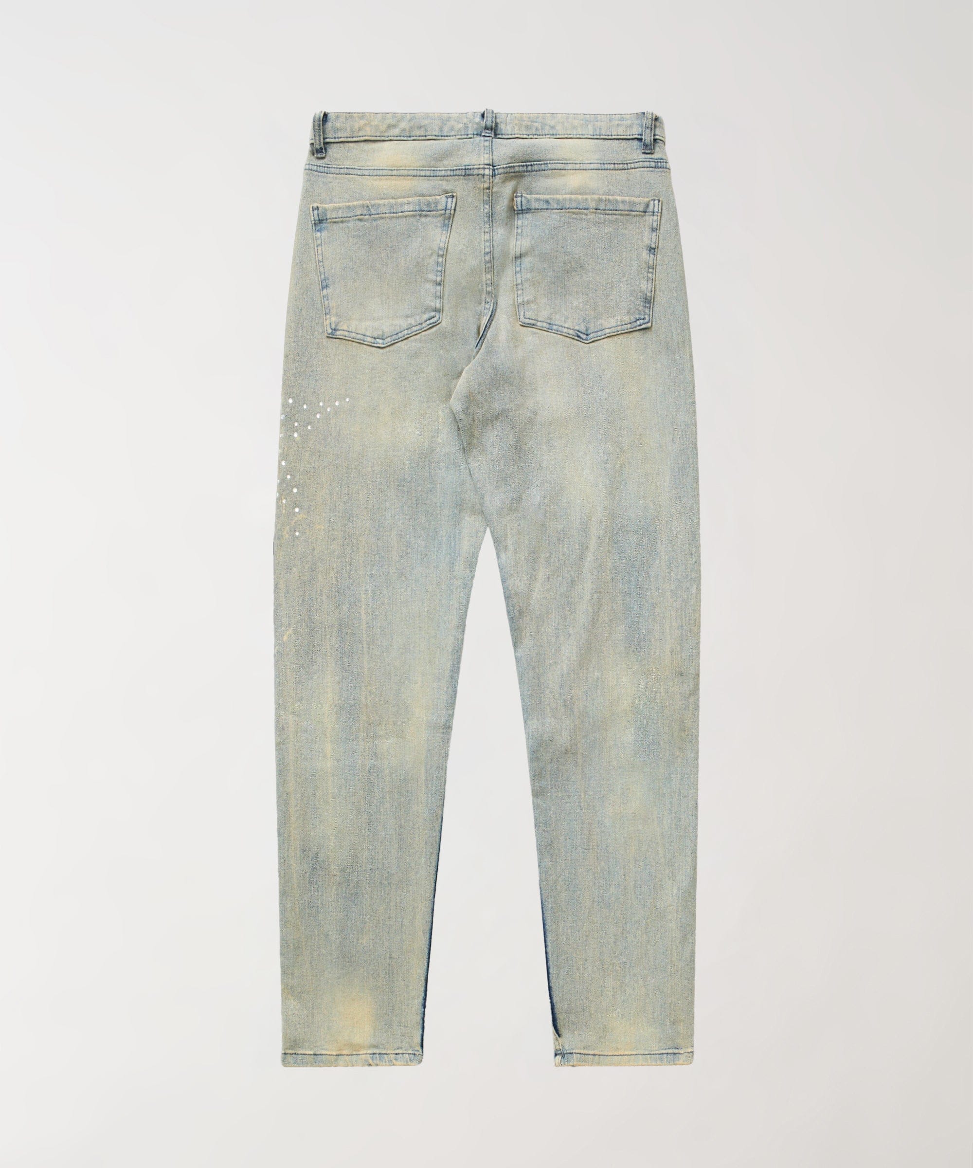 Rhinestone Washed Denim Jeans - Blue - Image 2