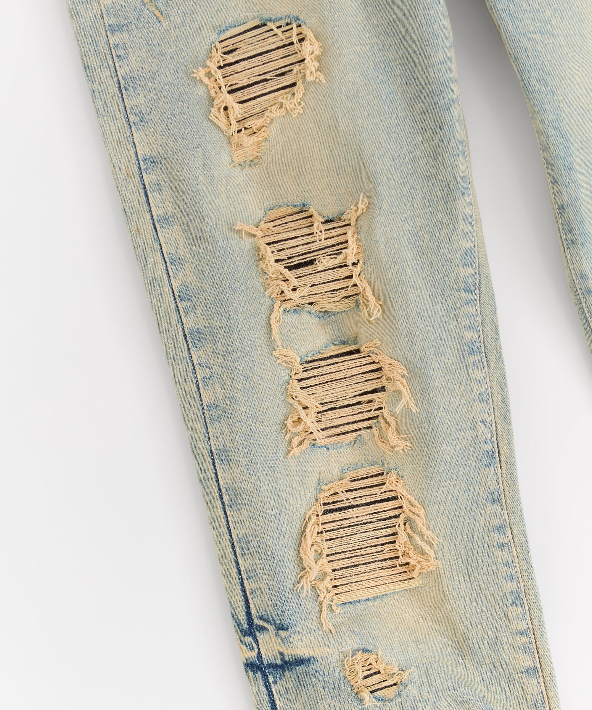 Rip And Repair Washed Denim Jeans - Light Blue - Image 4