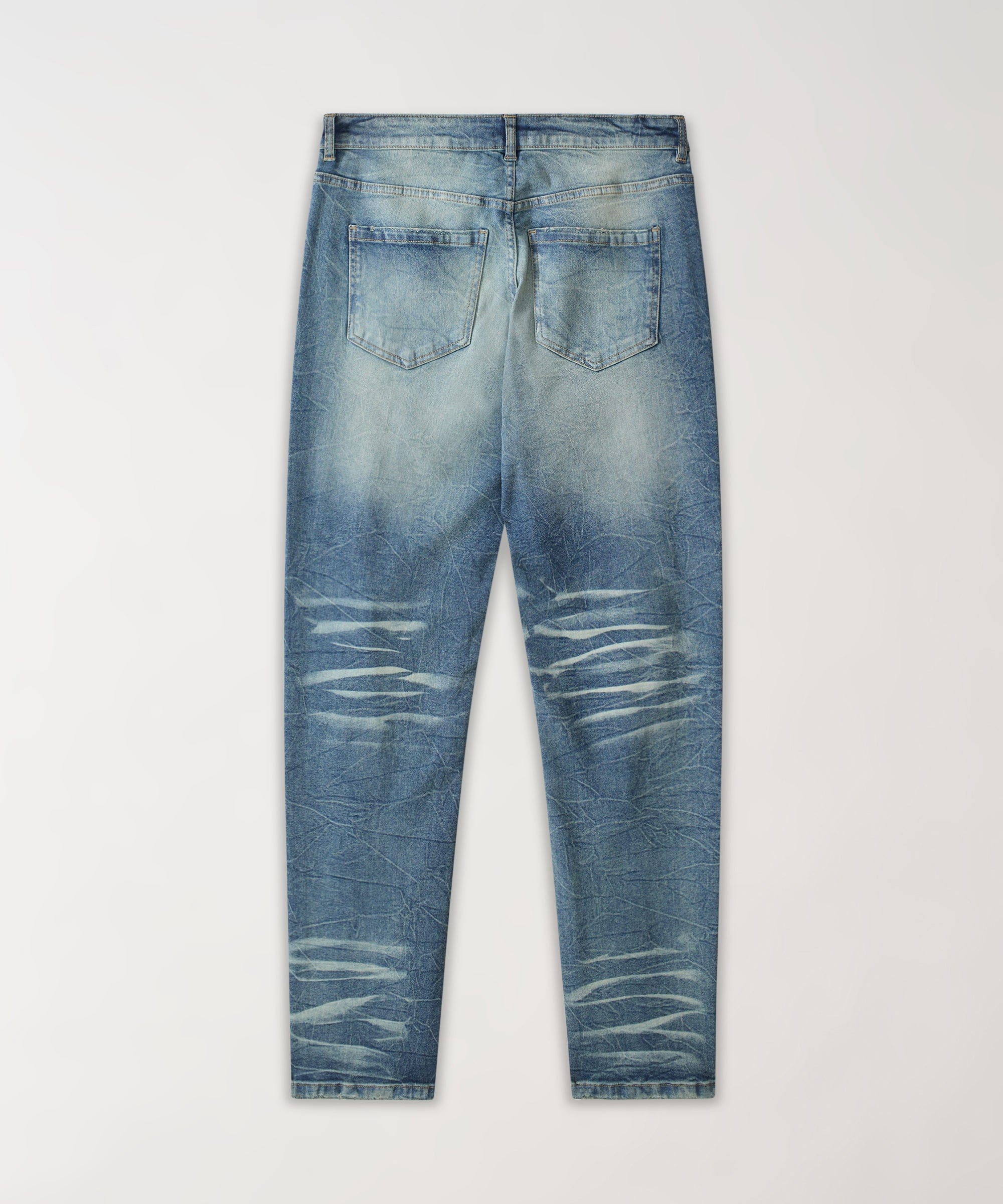 Ripped And Repaired Denim Pants - Blue - Image 3