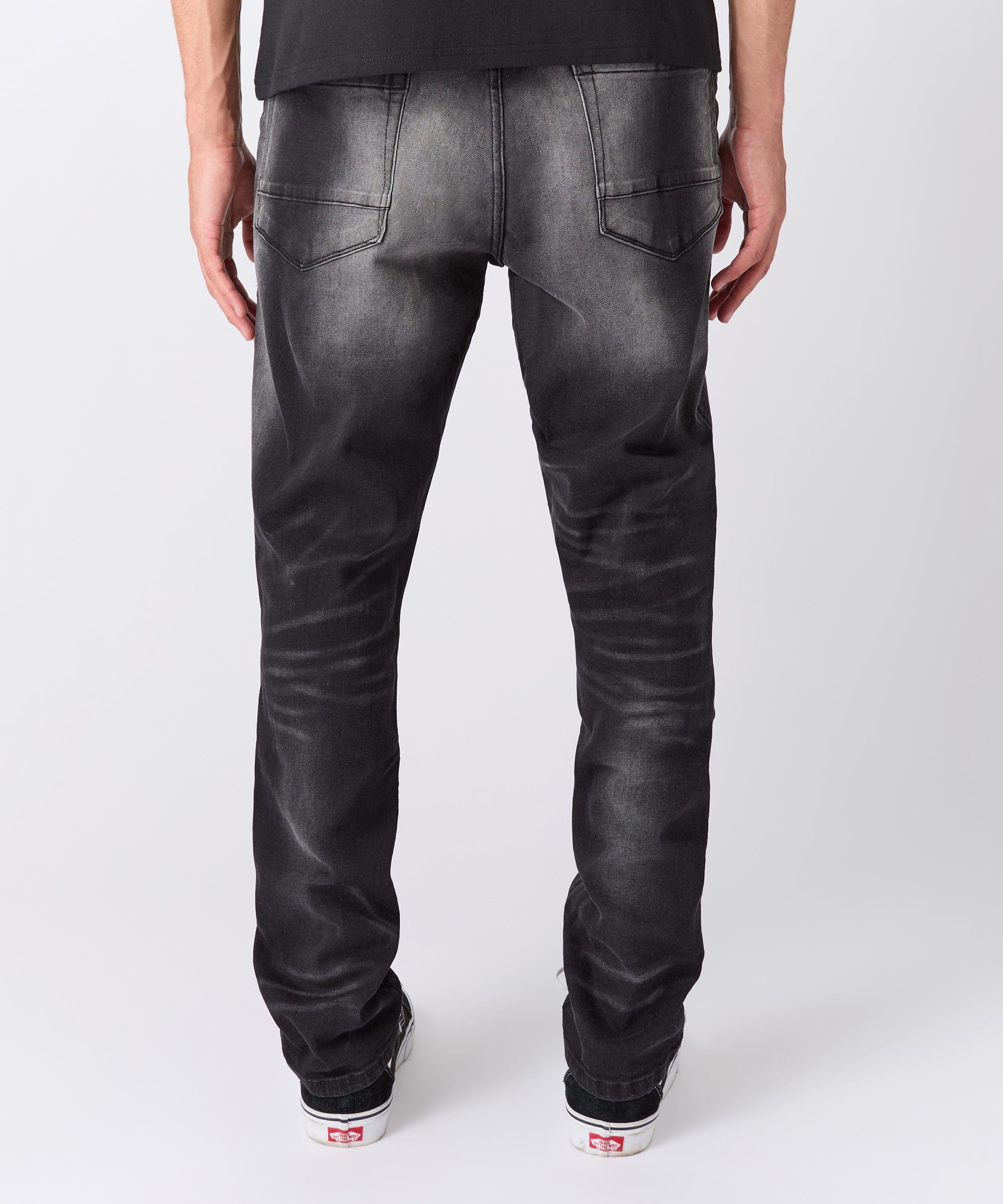 Rip and Repair Washed Denim Jeans - Black - Image 4