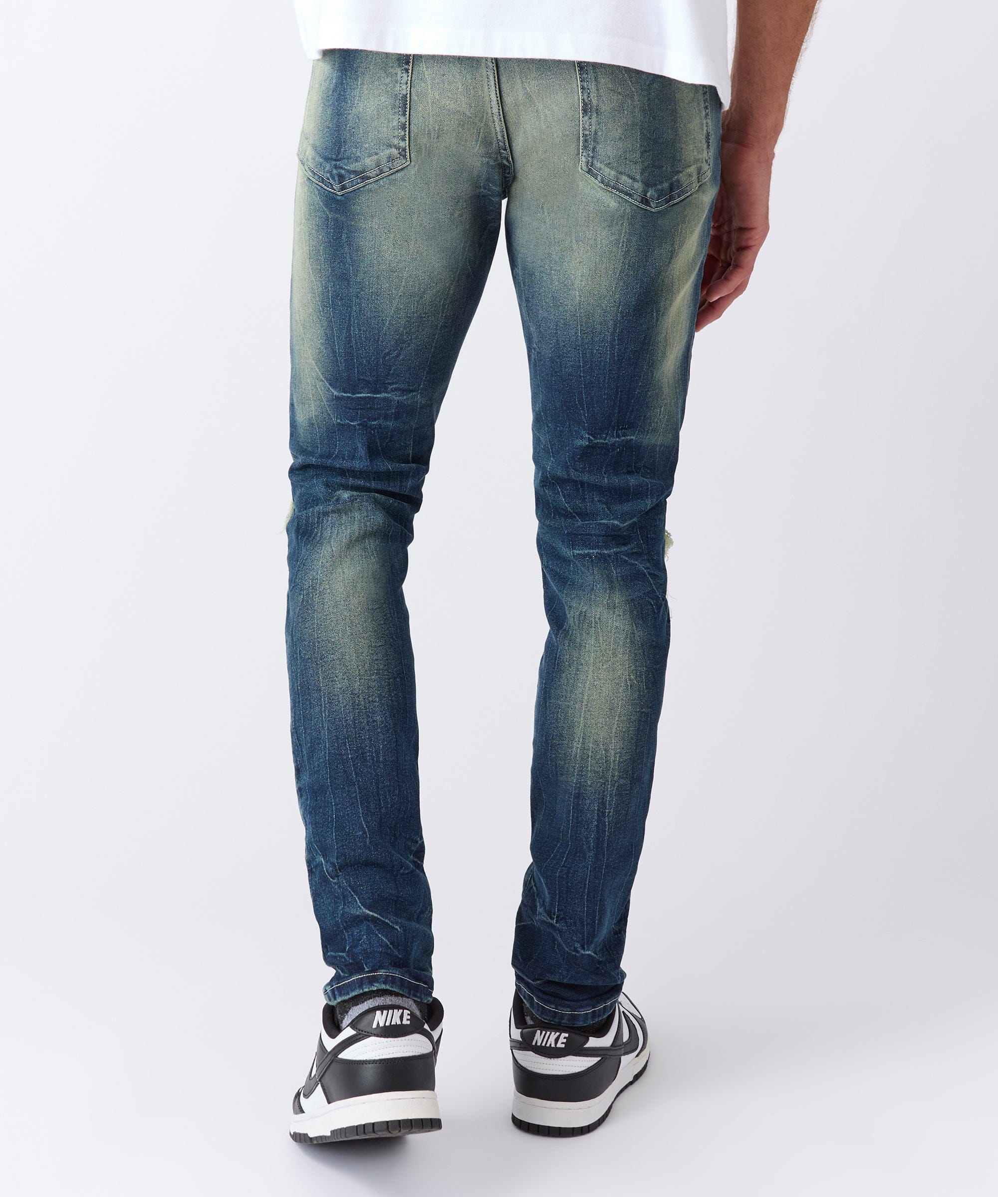 Rip and Repair Washed Denim Jeans - Medium Blue - Image 4