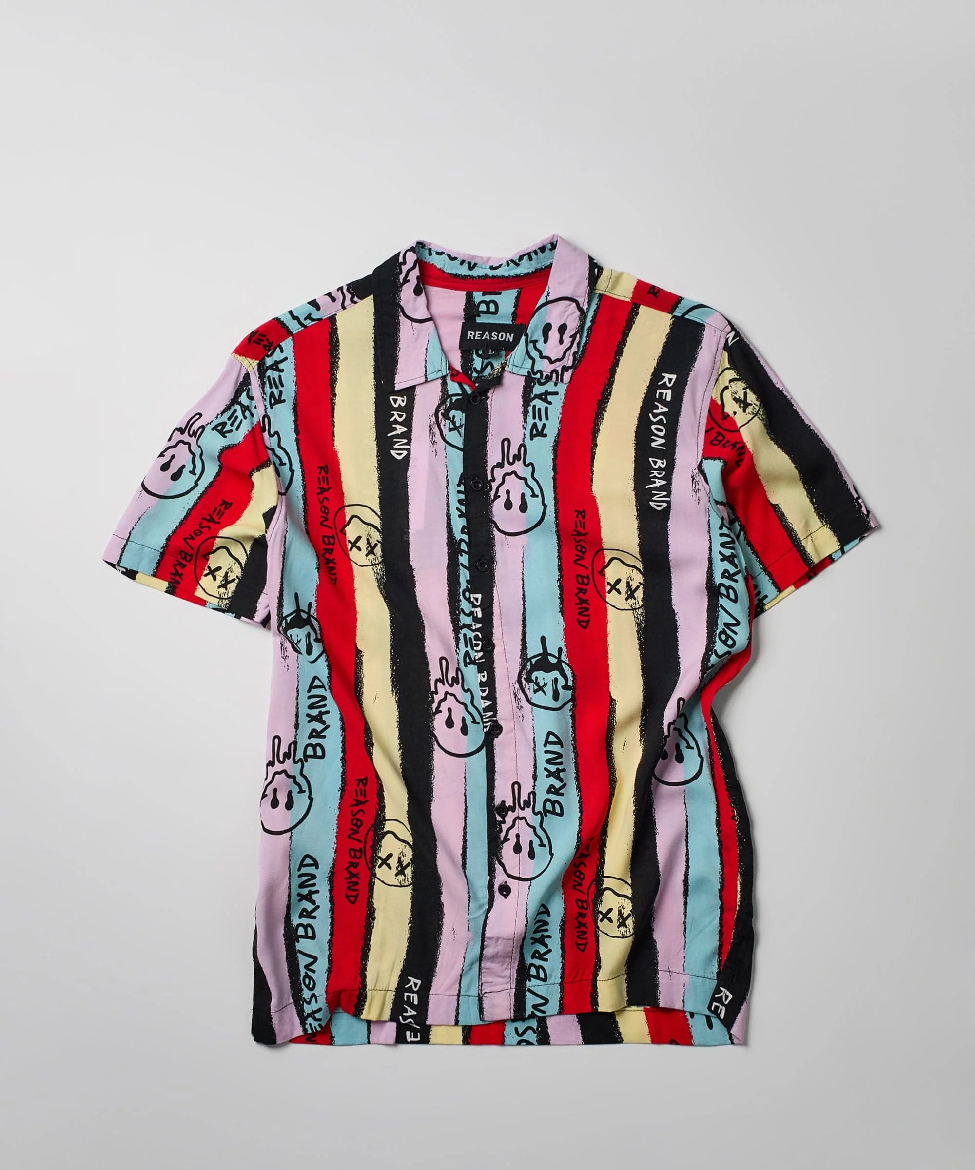 Smiley Face Allover Print Short Sleeve Shirt - Image 3