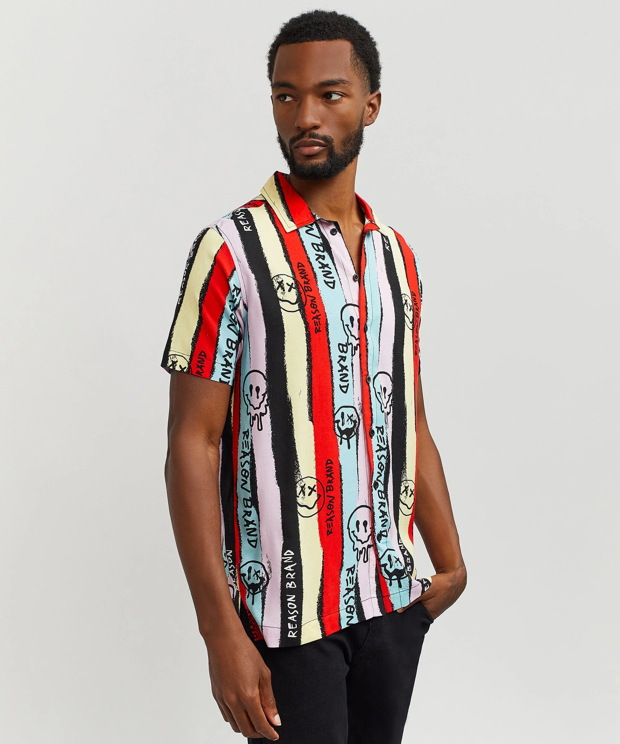 Smiley Face Allover Print Short Sleeve Shirt - Image 7
