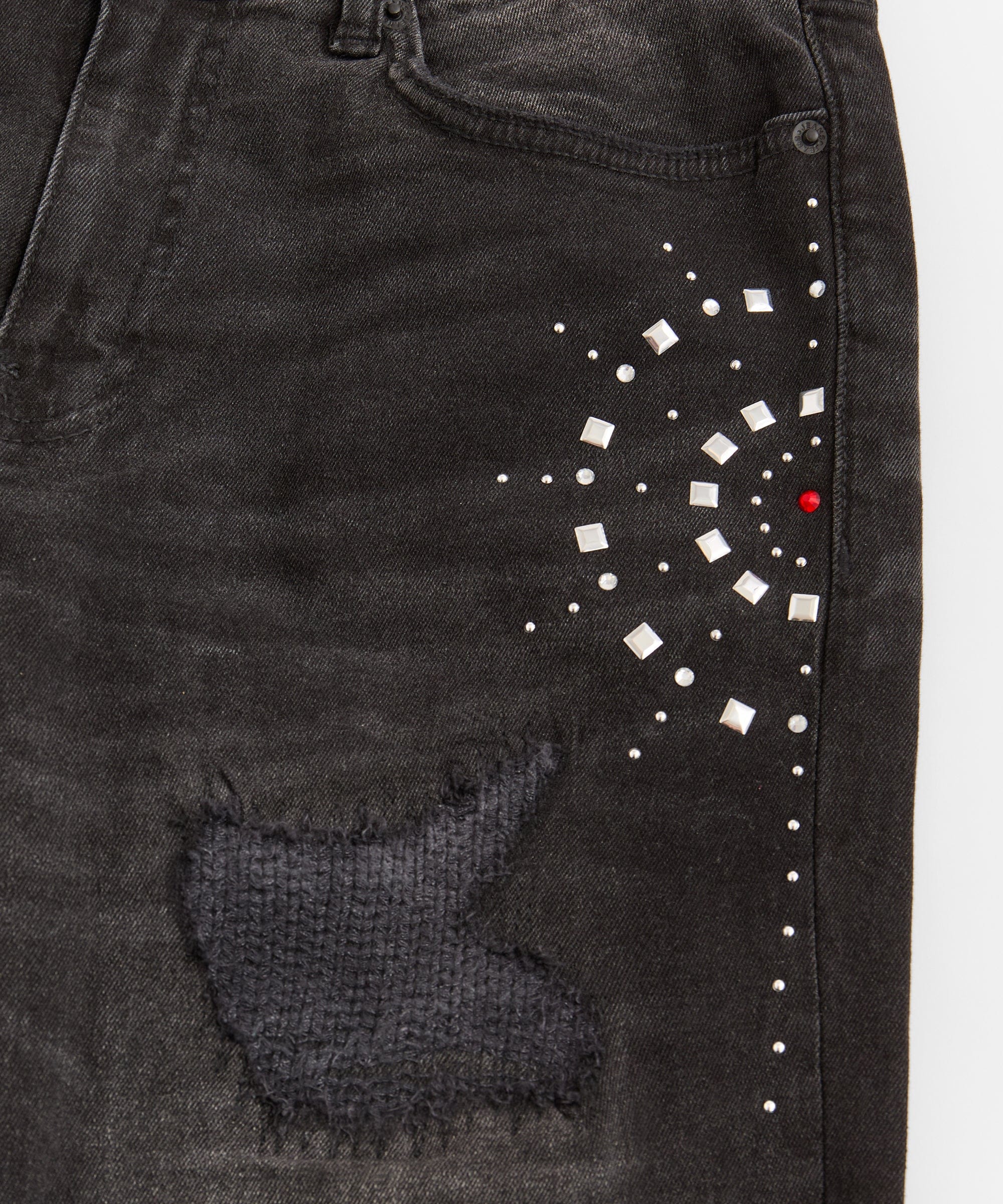 Starburst Studded Denim Pants - Black - Image 2