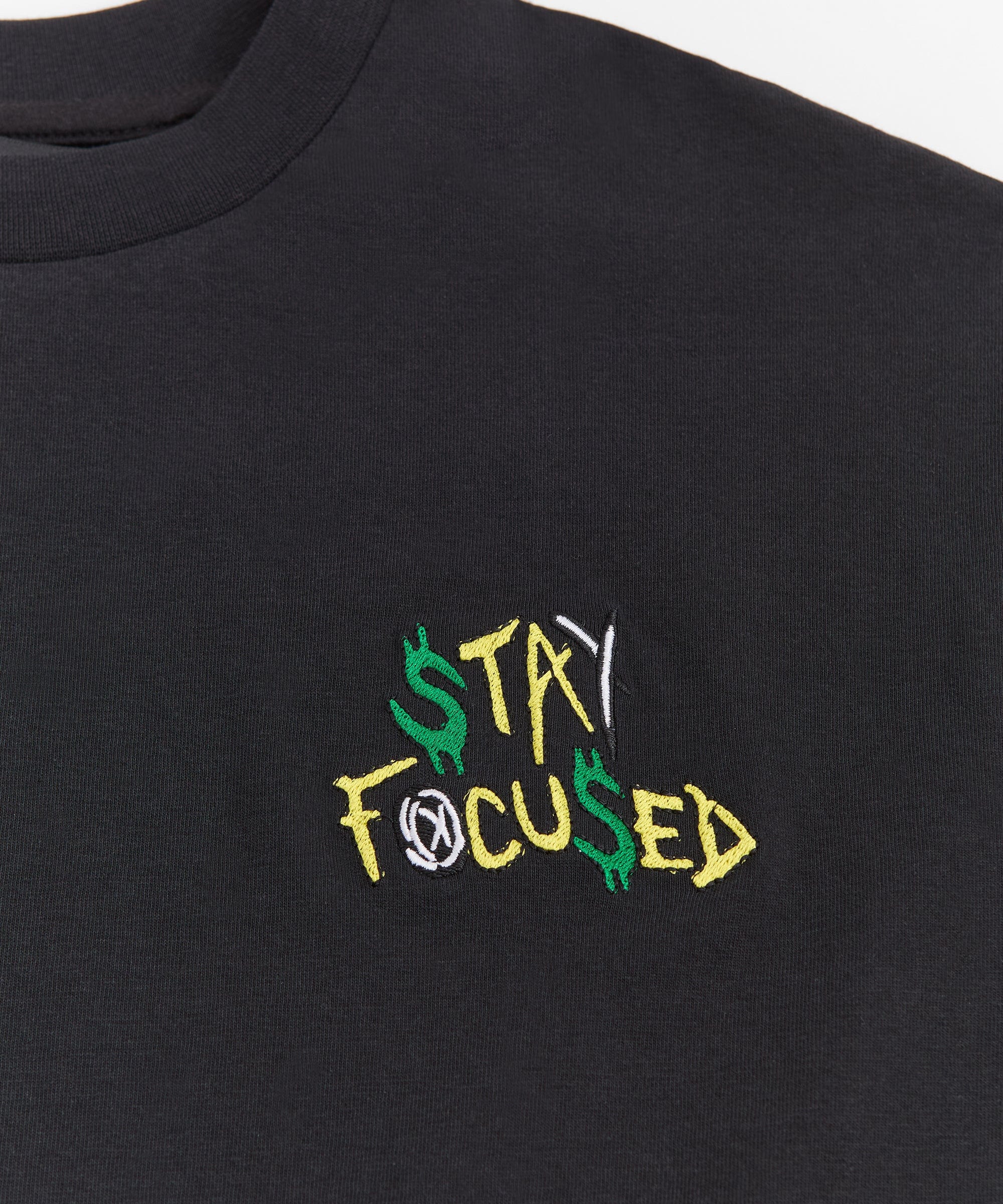 Stay Focused Embroidered Short Sleeve Tee - Black - Image 3