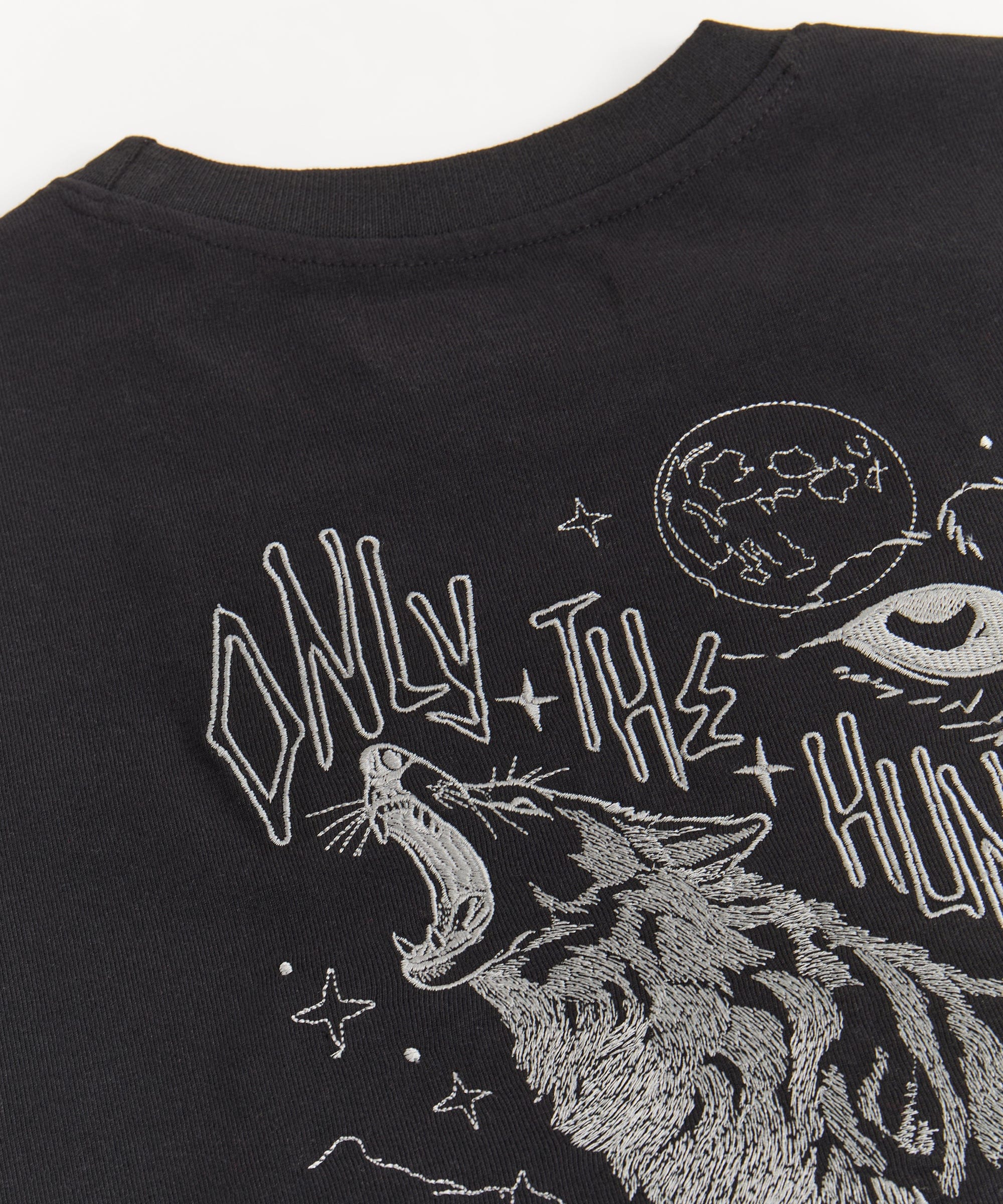 Stay Hungry Embroidered Short Sleeve Tee - Black - Image 4