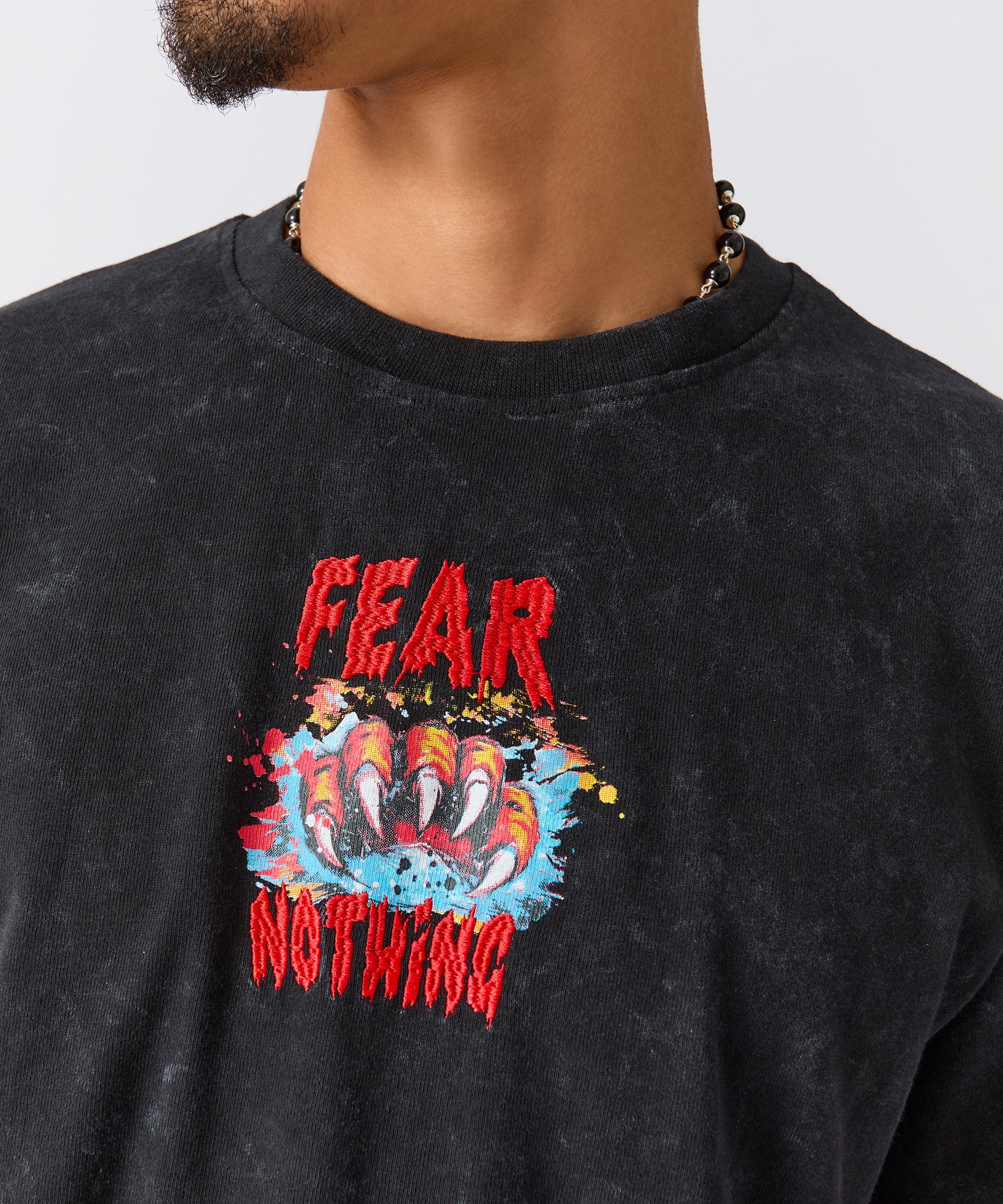 Stay Wild Embroidered Short Sleeve Tee - Charcoal - Image 4
