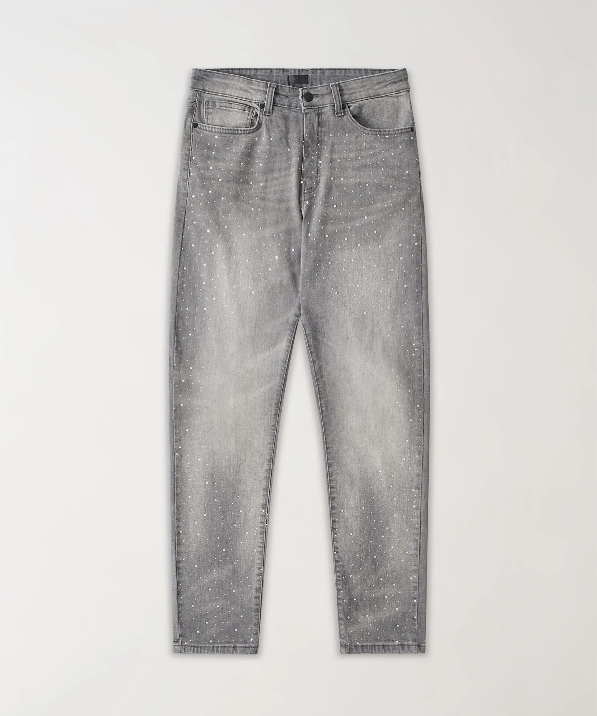 Stoned Out Rhinestone Denim Jeans - Grey - Image 2