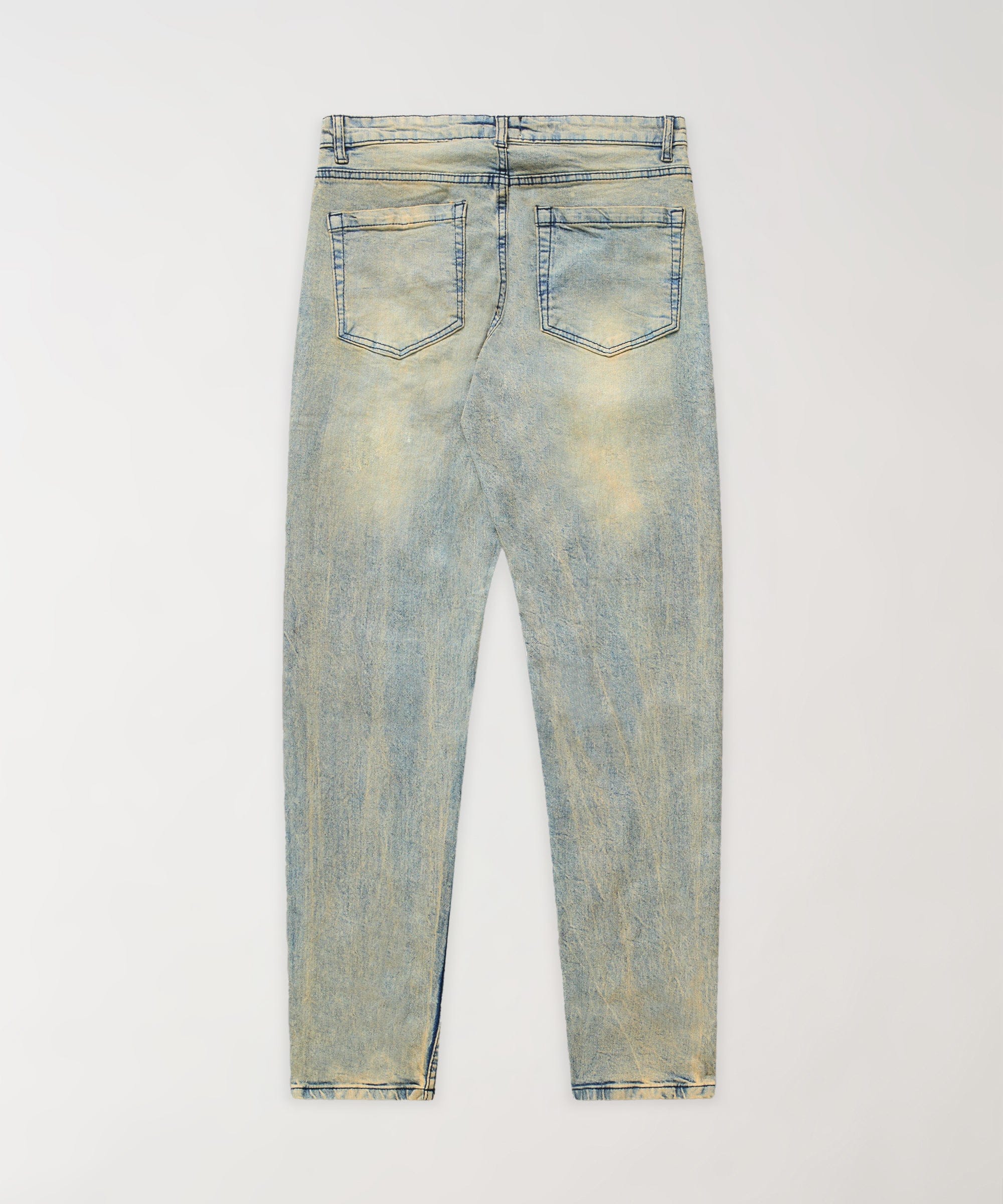 Studded Distress Denim Jeans - Blue - Image 3