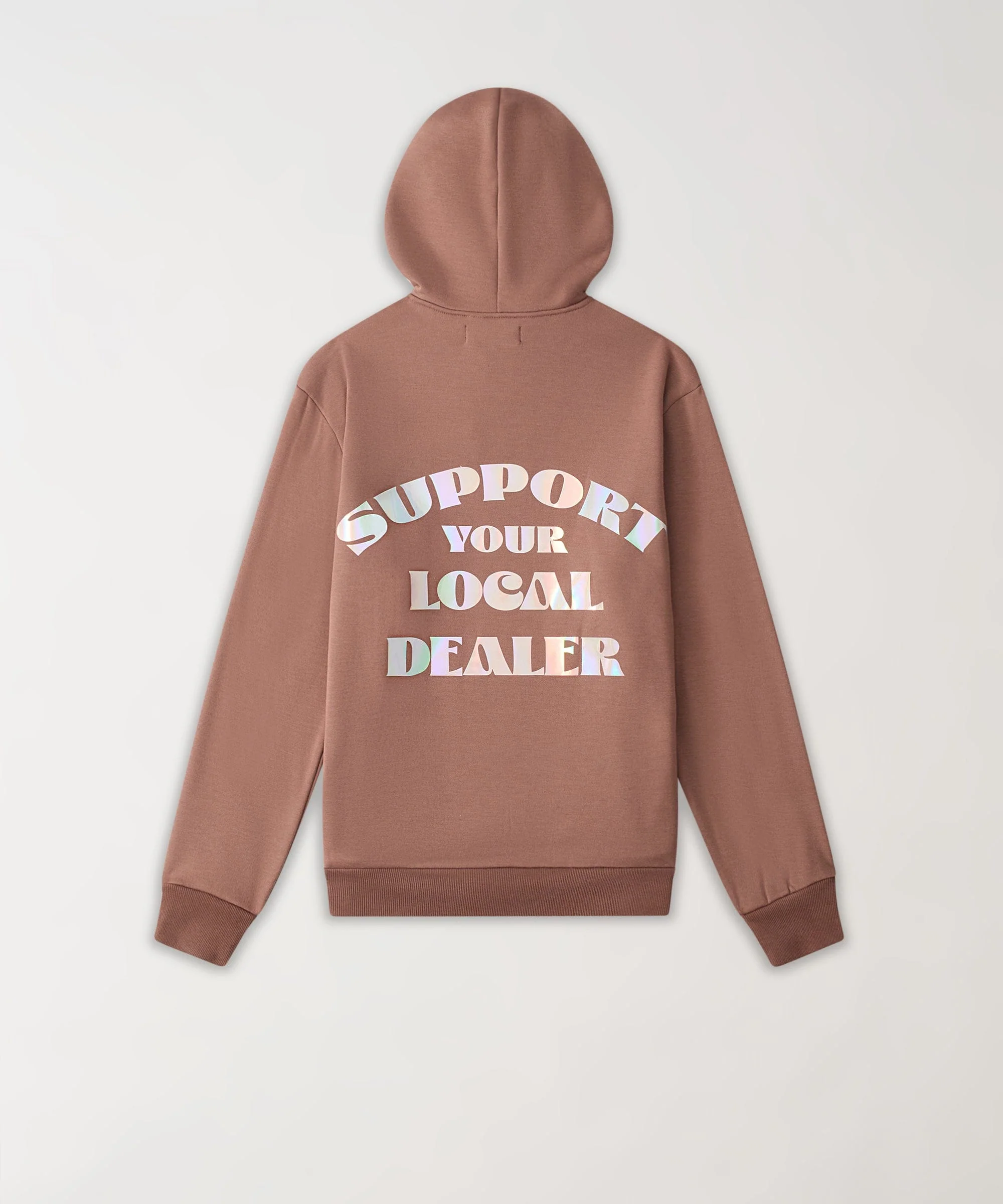 Support Local Iridescent Foil Print Hoodie - Brown - Image 3