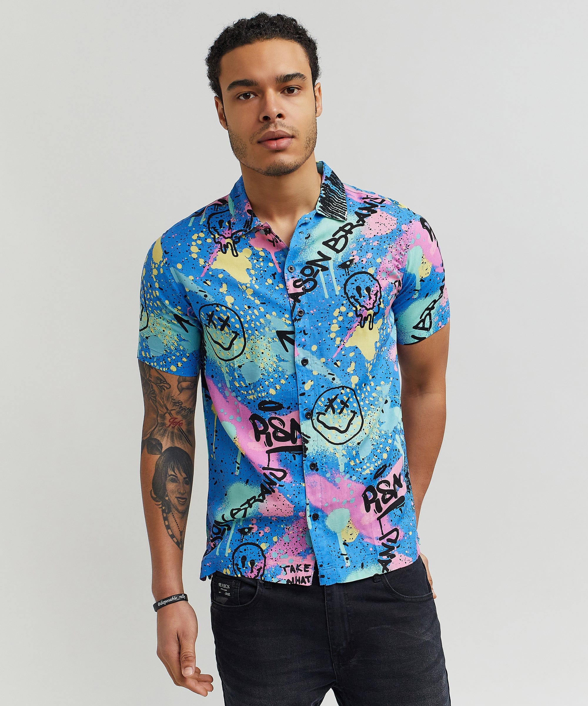 Technicolor Allover Print Short Sleeve Shirt - Image 2
