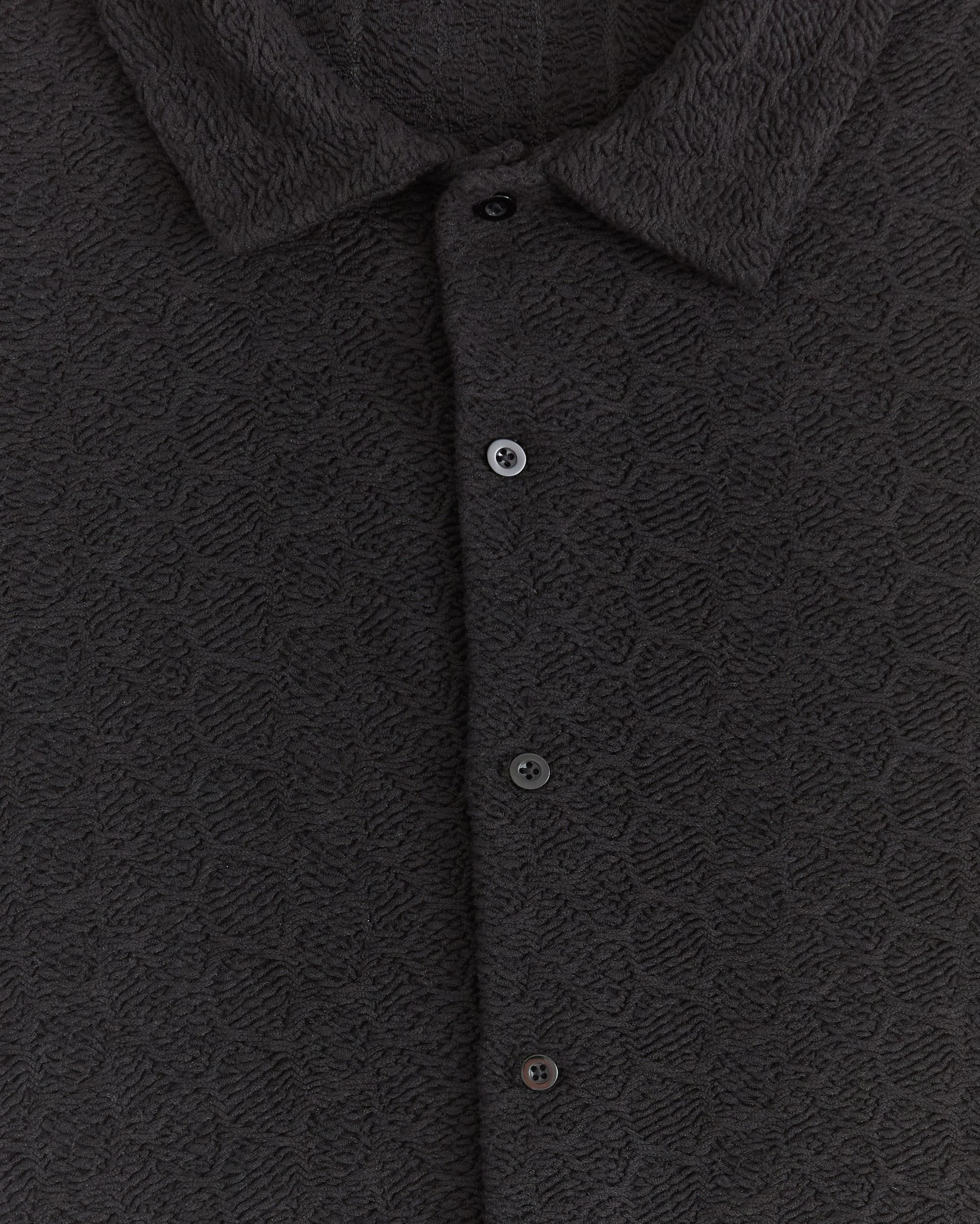 Textured Honey Comb Button Down Shirt - Black - Image 2