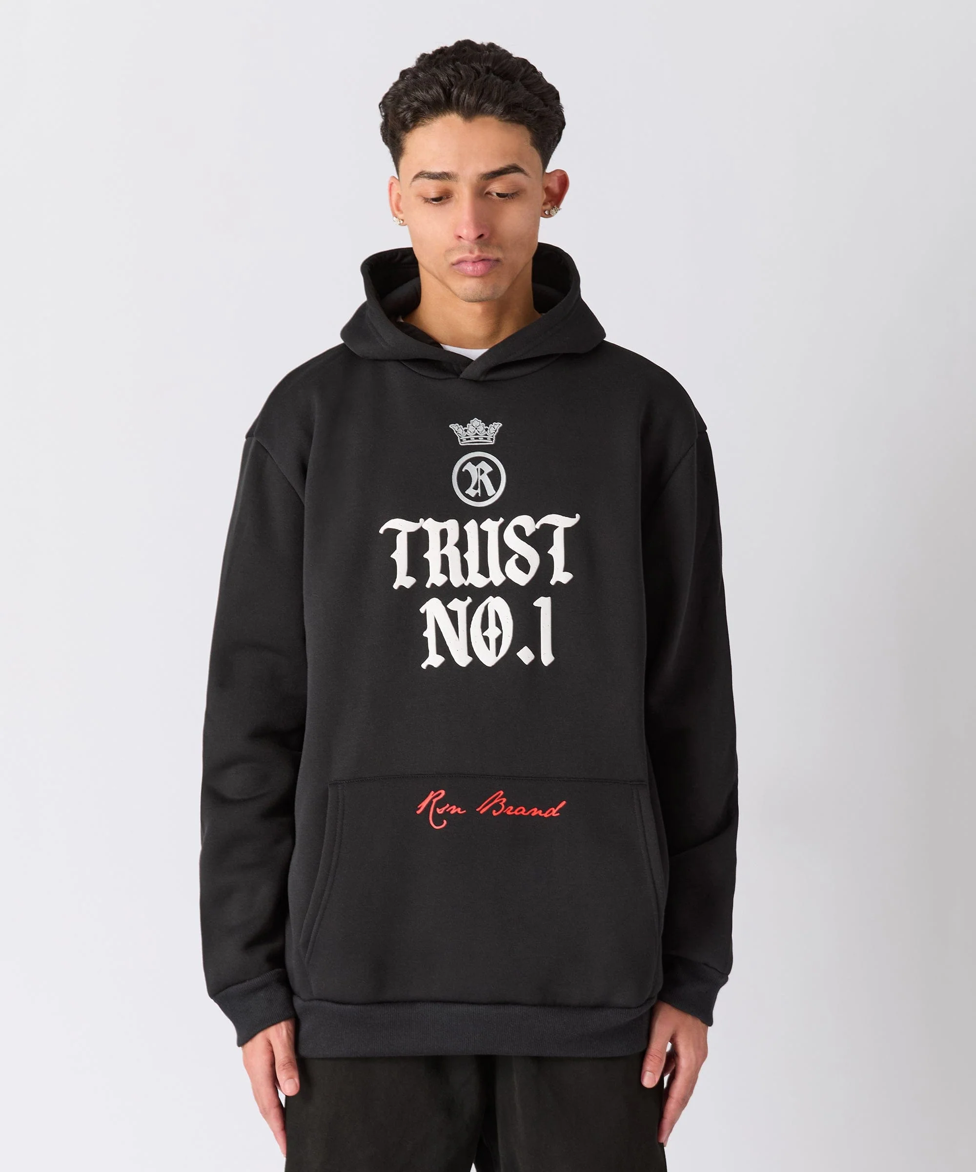 Trust No 1 Front And Back Print Hoodie - Black - Image 6