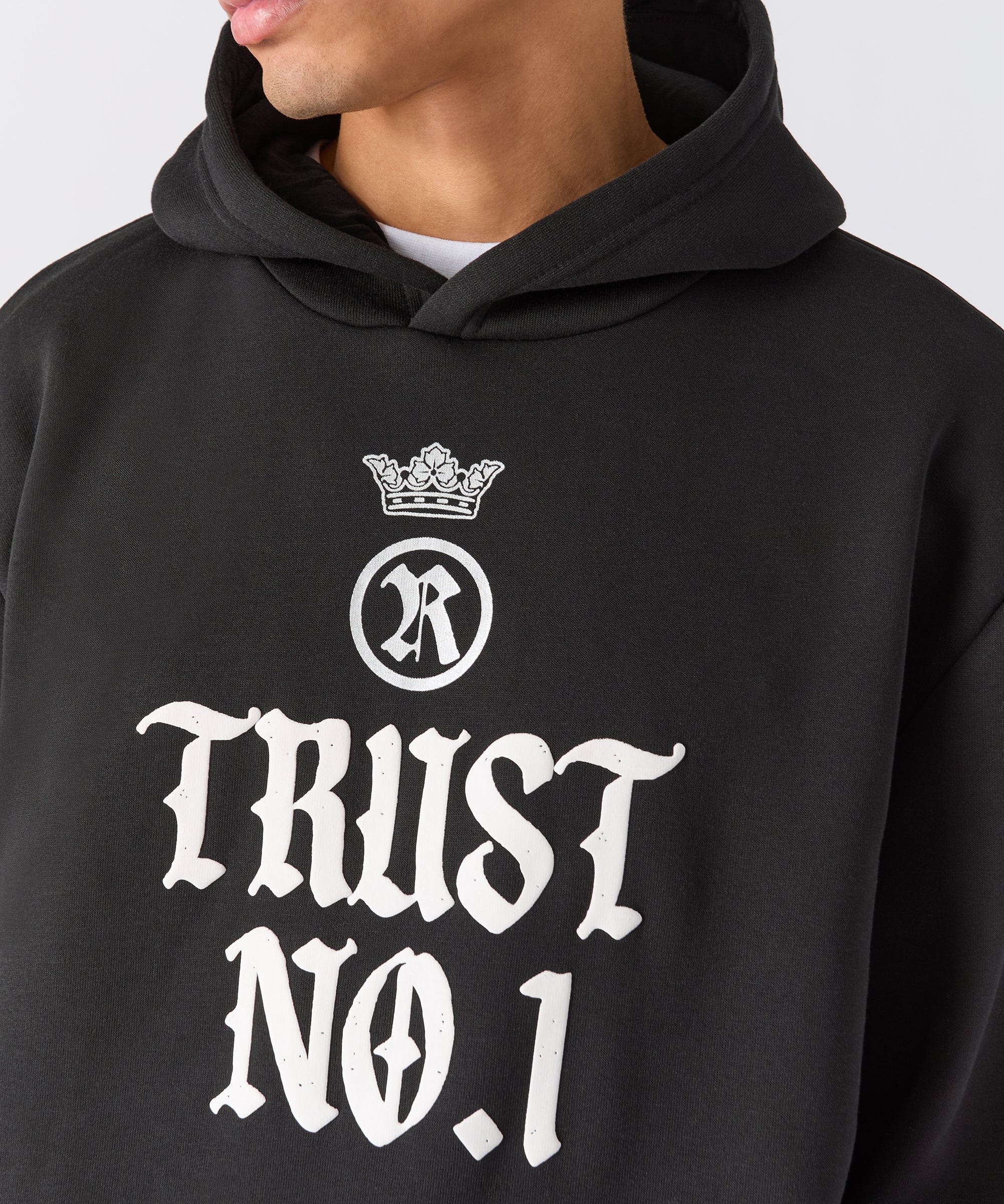 Trust No 1 Front And Back Print Hoodie - Black - Image 9