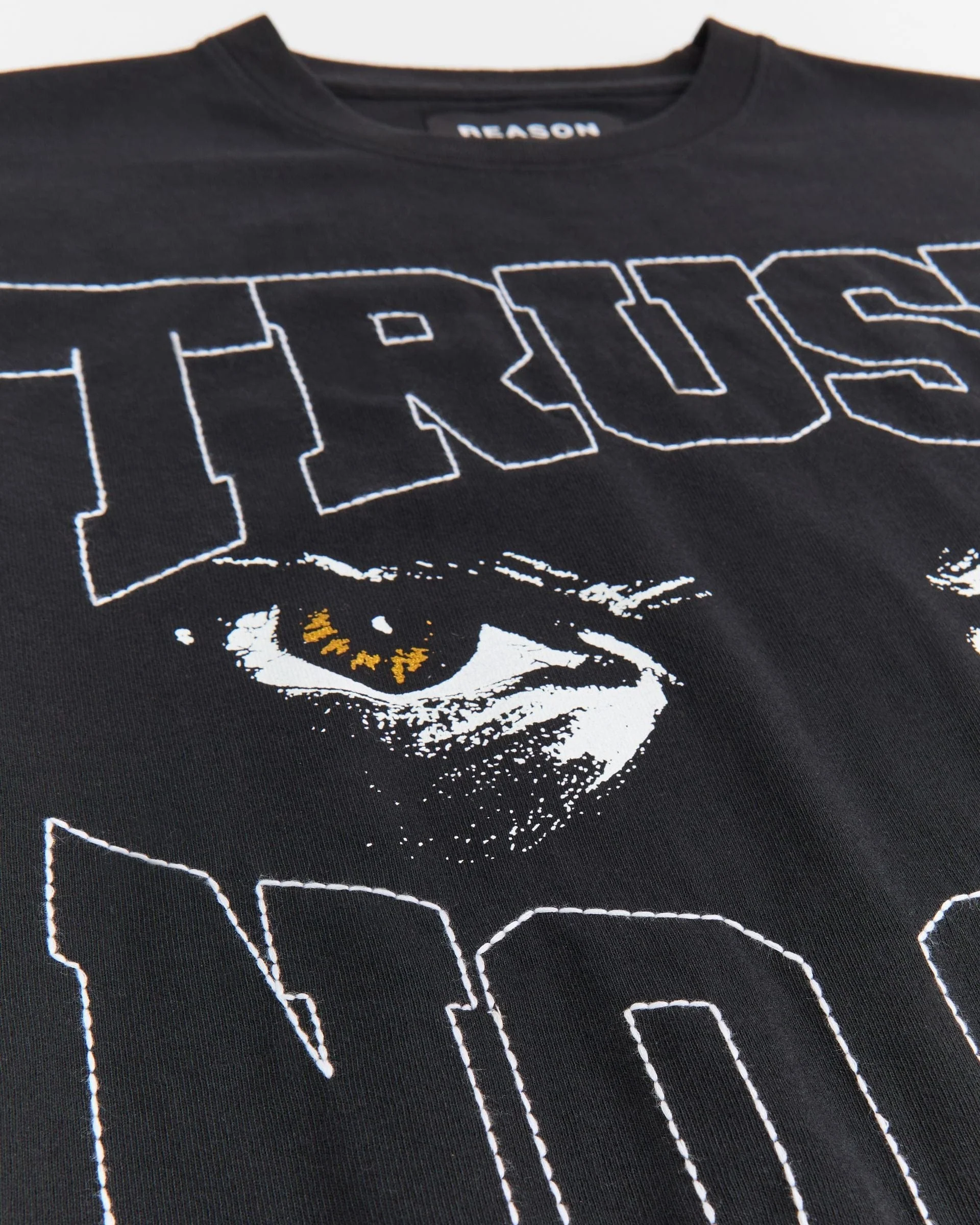 Trust No One Gold Embroidered Short Sleeve Tee - Black - Image 2