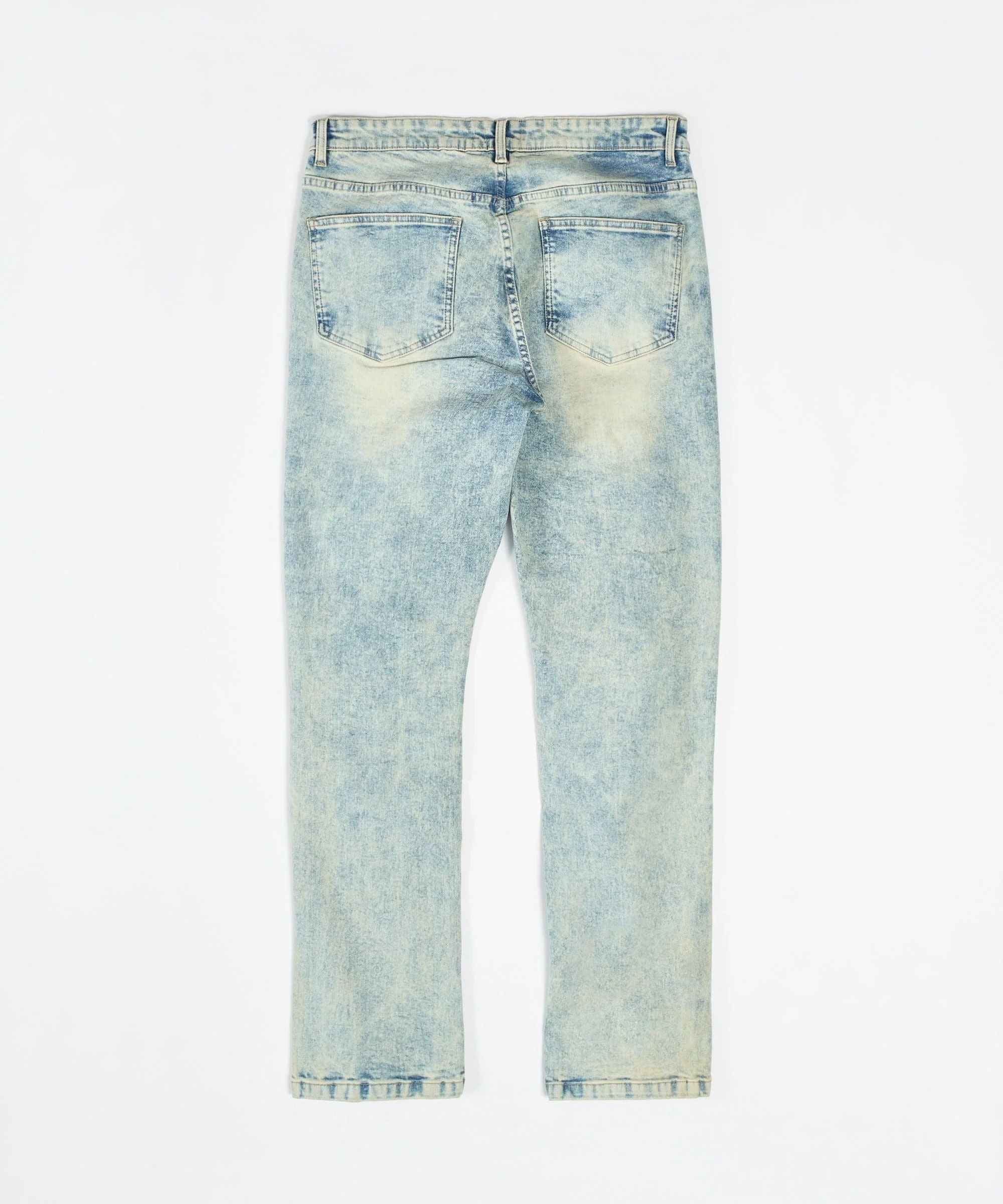 Two Tone Flare Denim Jeans - Light Blue - Image 2