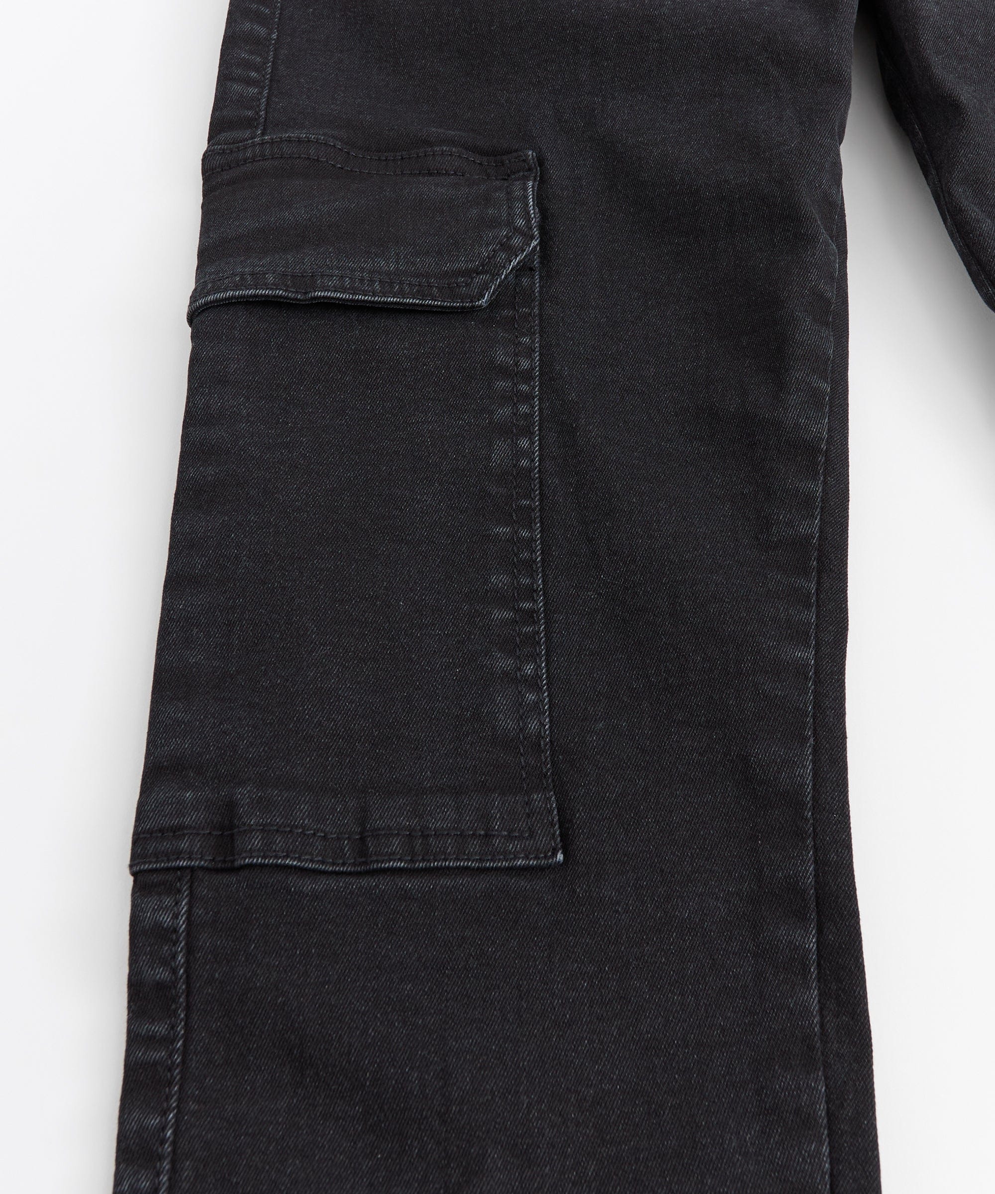 Washed Cargo Denim Jeans - Black - Image 2
