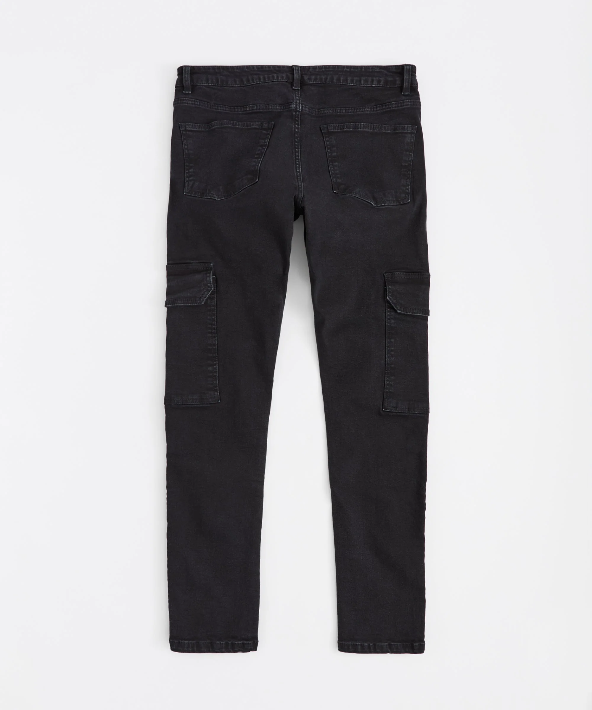 Washed Cargo Denim Jeans - Black - Image 3