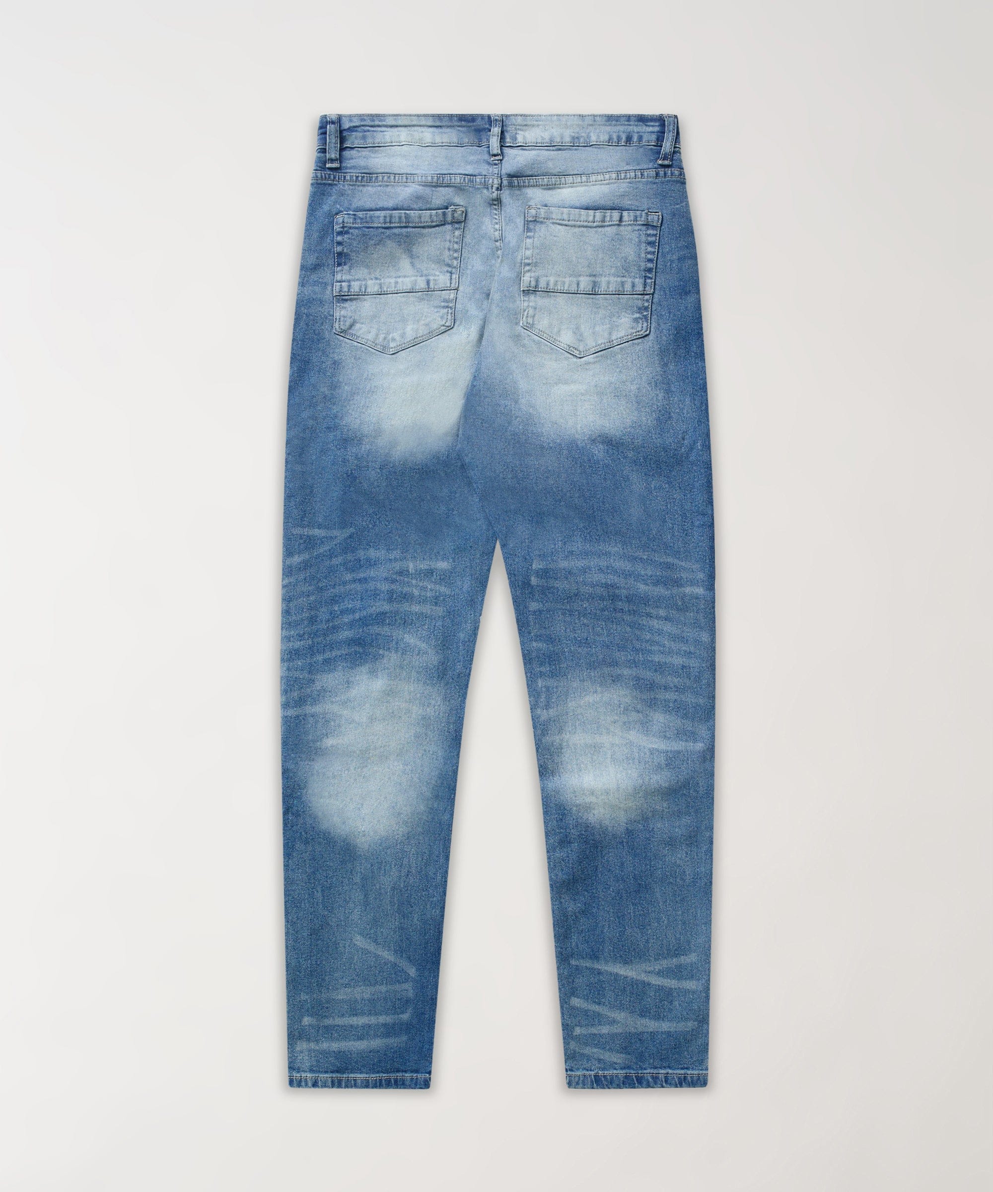 Washed Rip And Repair Denim Jeans - Medium Indigo - Image 2