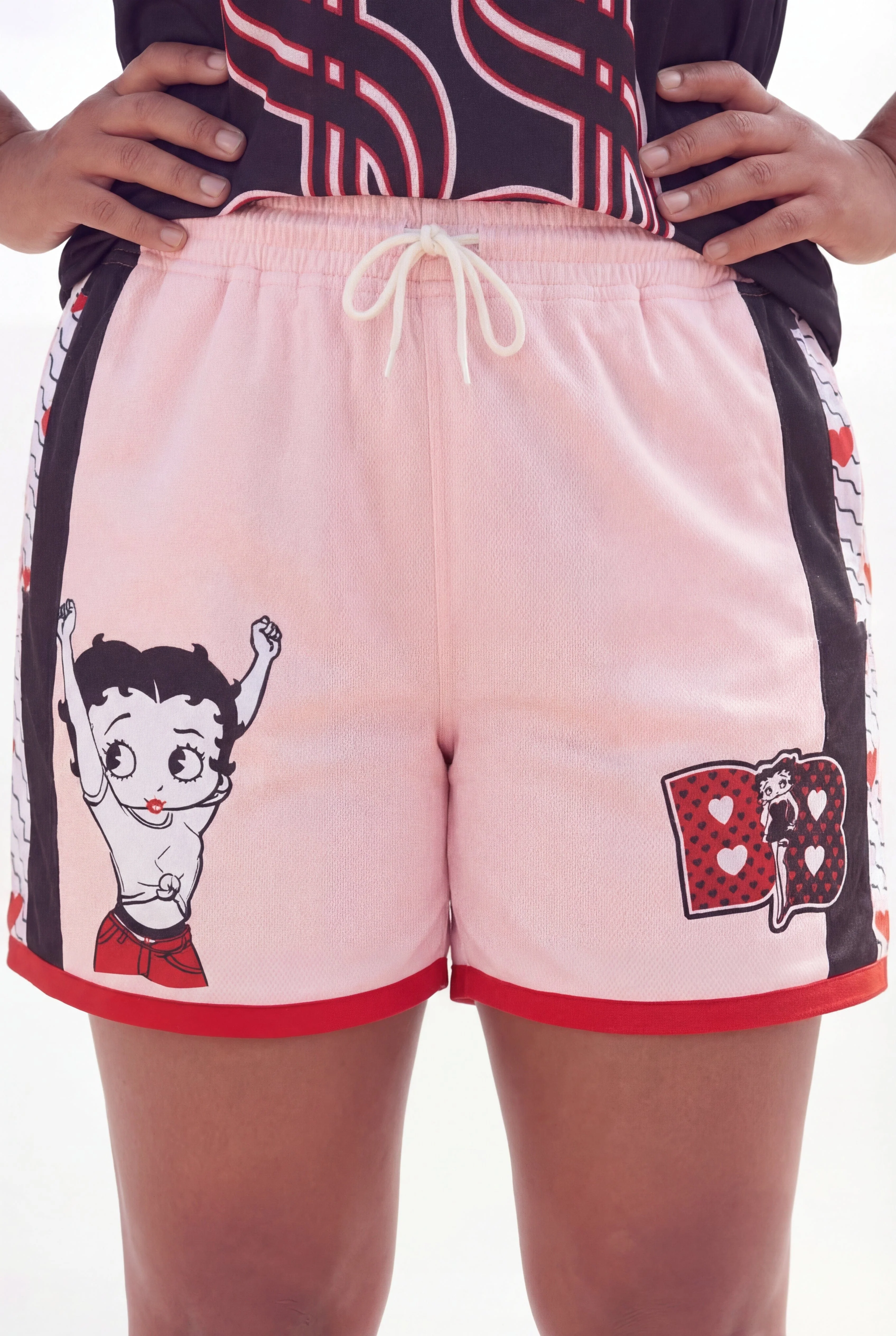 Plus Size Women Betty Boop Basketball Shorts - Pink - Image 2