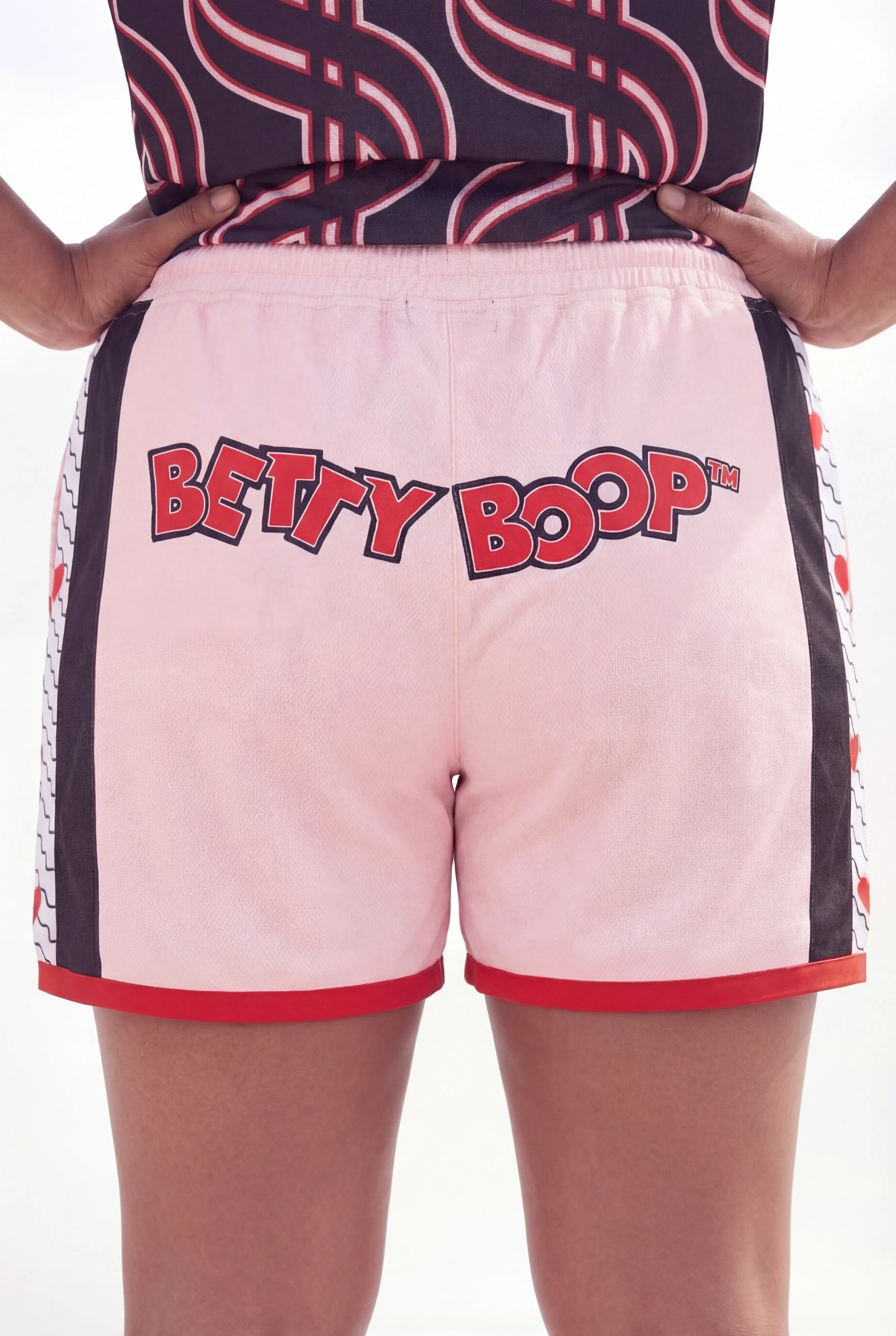 Plus Size Women Betty Boop Basketball Shorts - Pink - Image 3