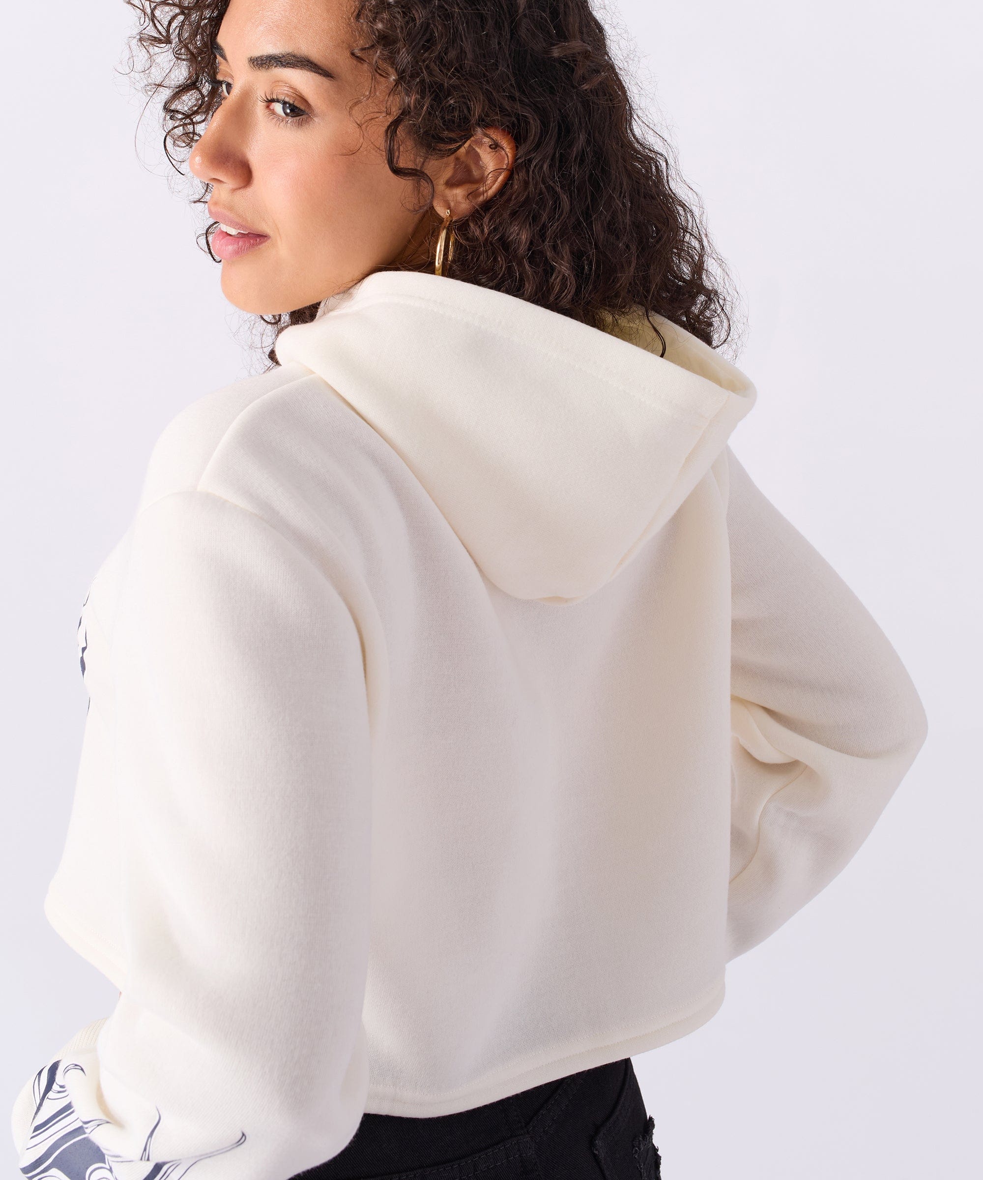 Women Brooklyn Cropped Hoodie - Cream - Image 6