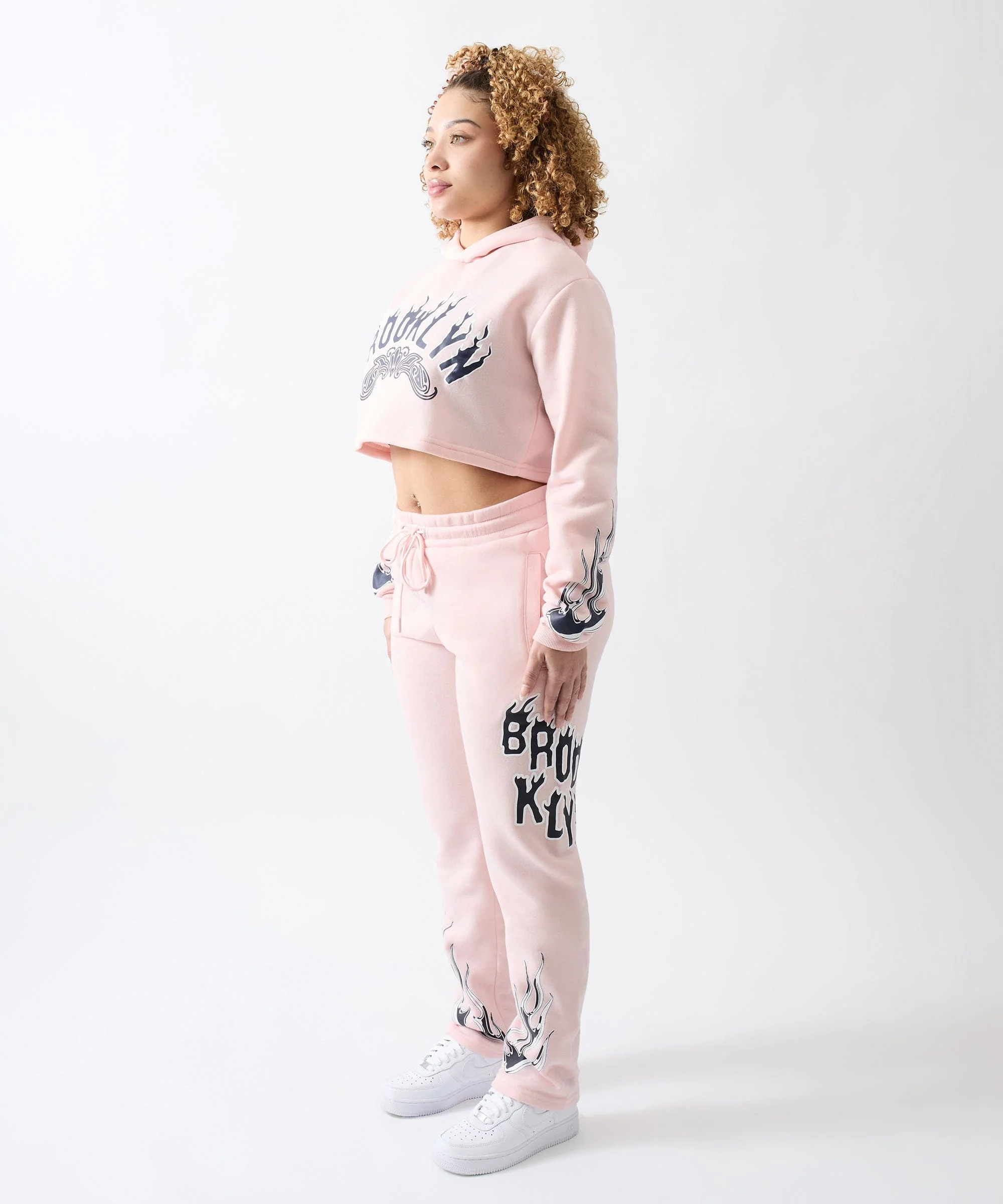 Women Brooklyn Cropped Hoodie - Light Pink - Image 3