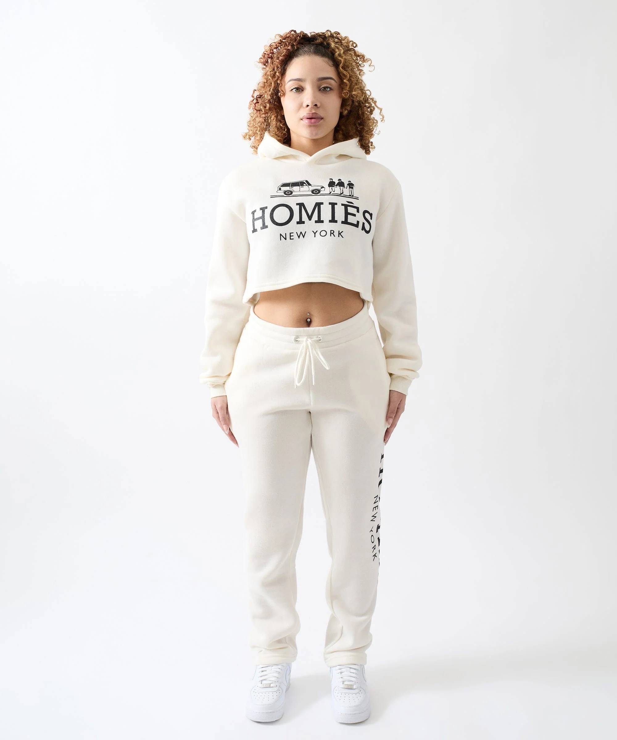 Women Homies Cropped Hoodie - Cream - Image 2