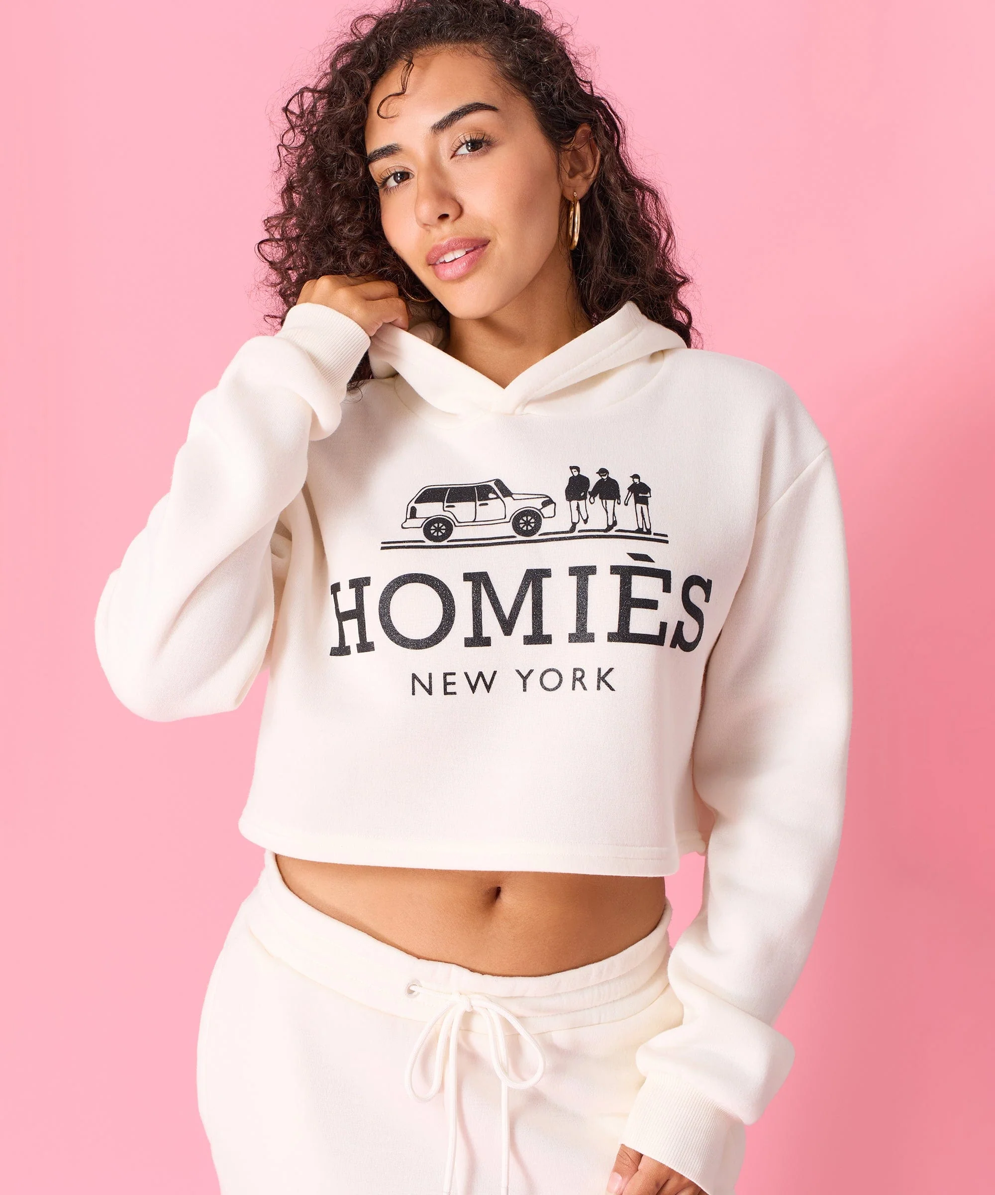 Women Homies Cropped Hoodie - Cream - Image 5