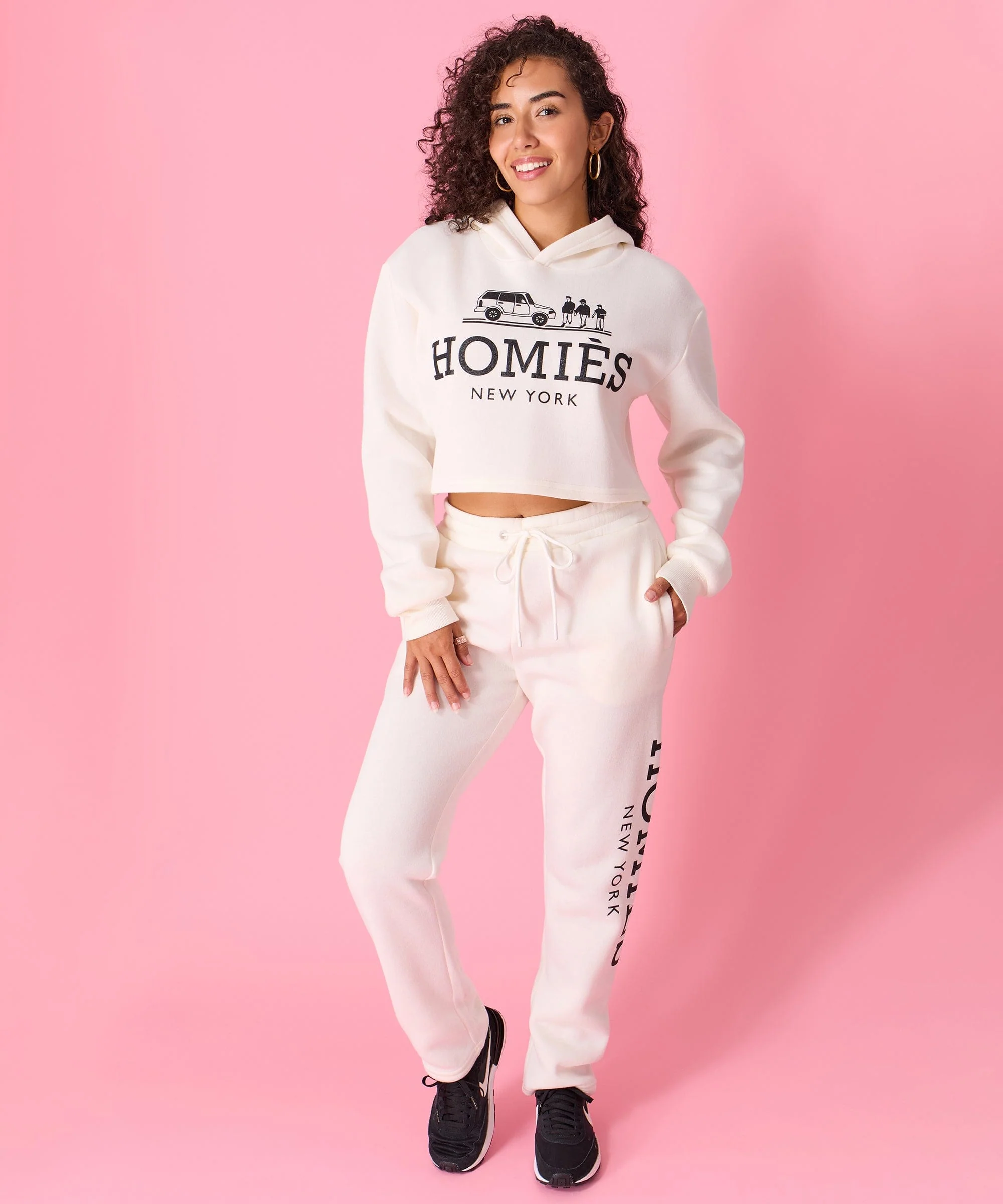 Women Homies Cropped Hoodie - Cream - Image 8