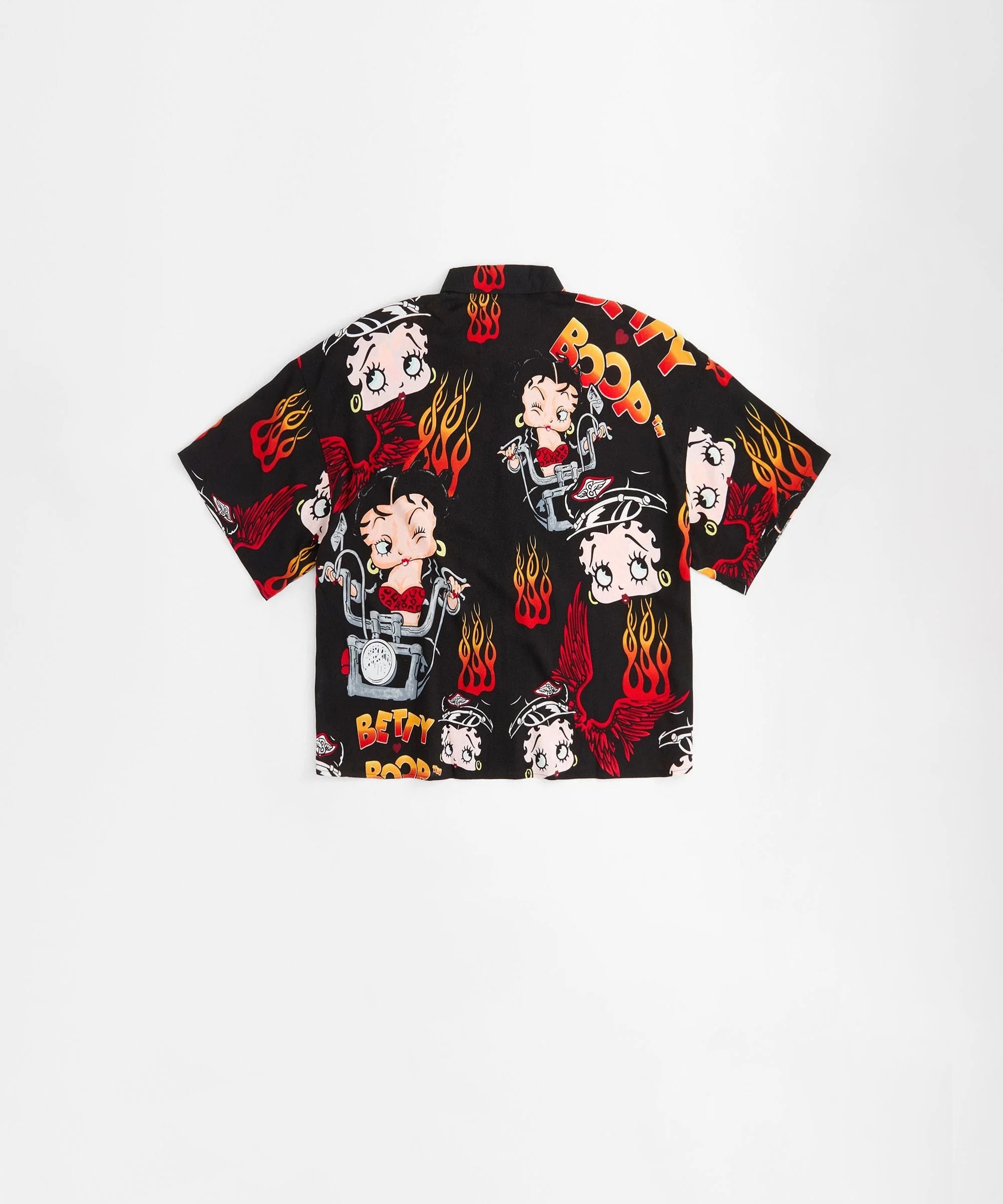 Women Plus Size Biker Betty Boop Woven Top - Black - Image 3