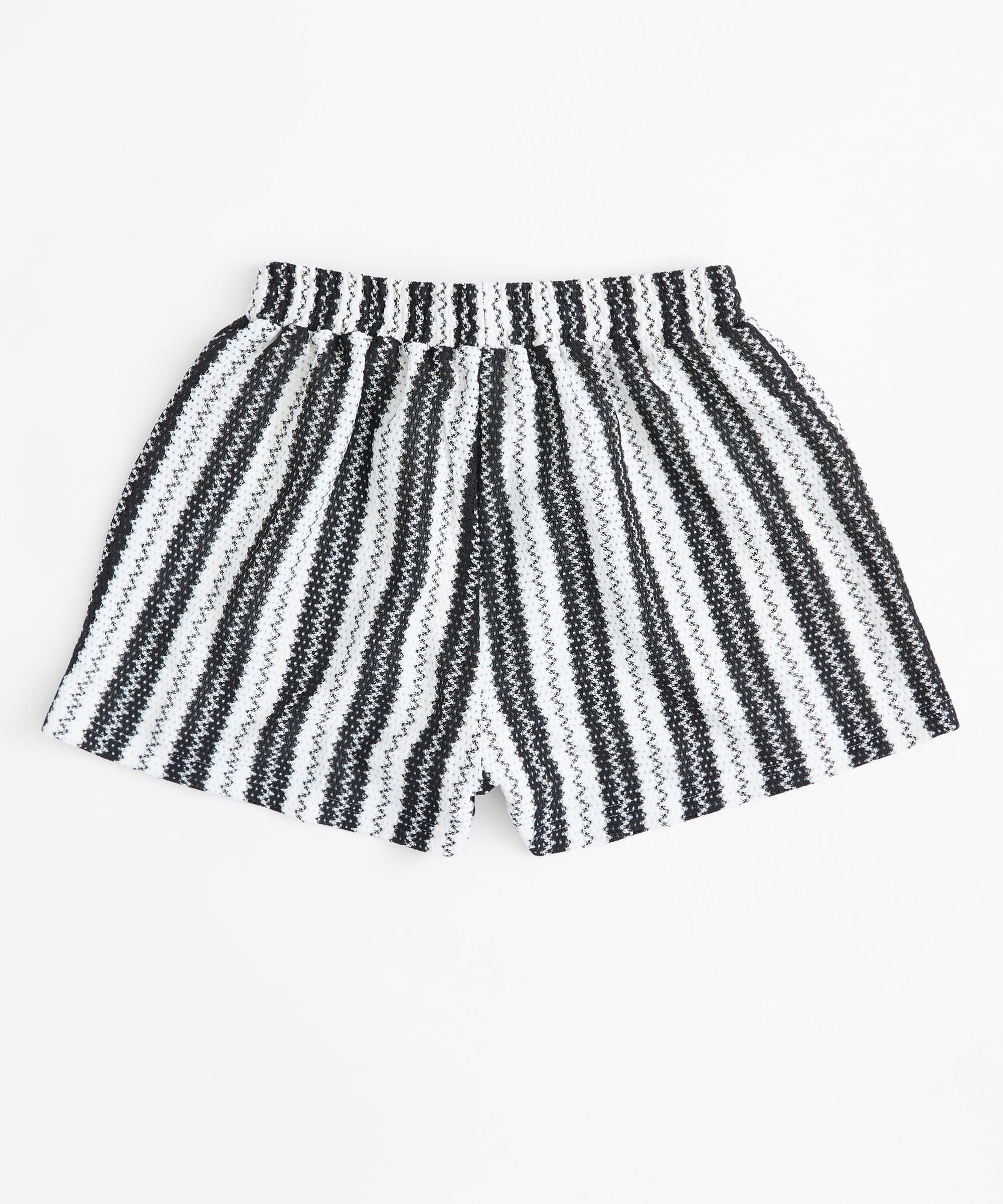 Women Plus Size Textured Shorts - Black And White - Image 3